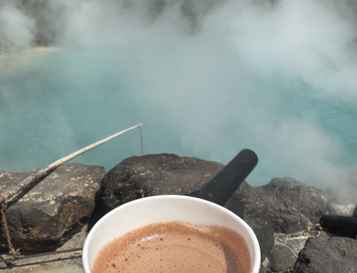 A Hot Chocolate at Beppu Hells, Beppu, Kyushu, Japan